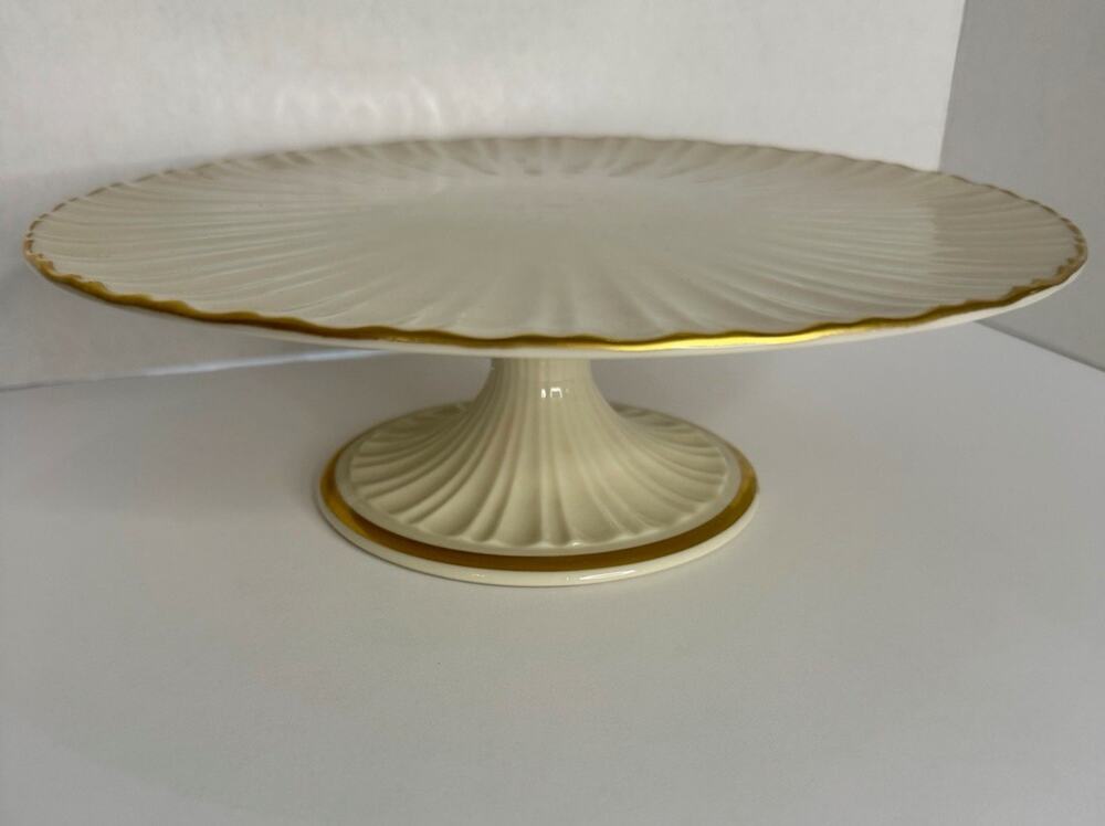 Lenox Plaza Collection Footed Cake Plate 10" Ivory Porcelain Pedestal Cake Stand